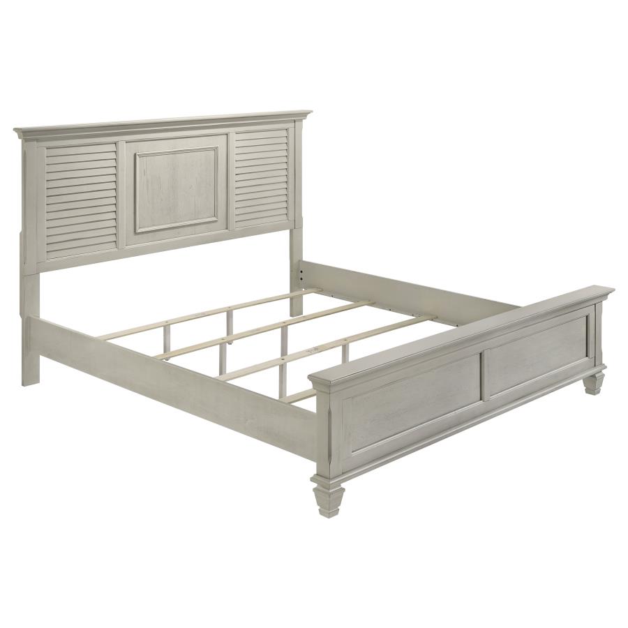 (image for) Franco Wood Eastern King Panel Bed Distressed White