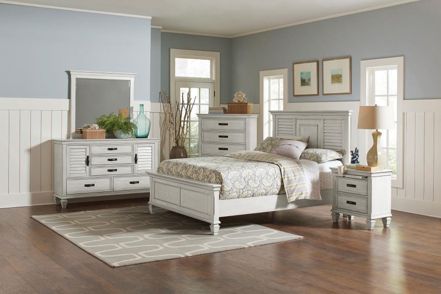 (image for) Franco 5-piece Queen Bedroom Set Distressed White
