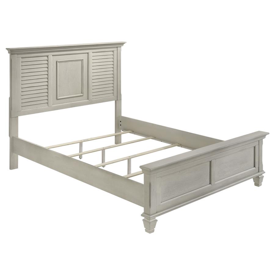 (image for) Franco Wood Queen Panel Bed Distressed White