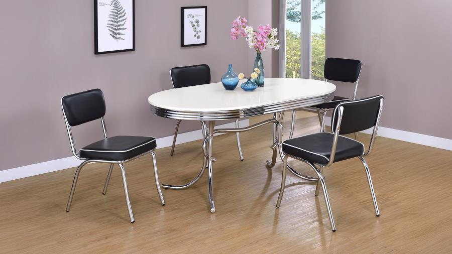(image for) Retro 5-piece Oval Dining Table Set White and Black