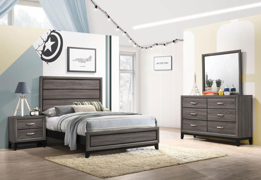 (image for) Watson Four-piece Full Bedroom Set Grey Oak