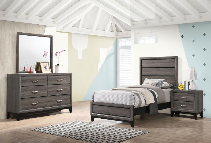 (image for) Watson Four-piece Twin Bedroom Set Grey Oak