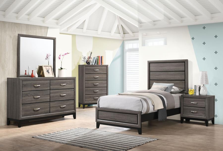 (image for) Watson Five-piece Twin Bedroom Set Grey Oak