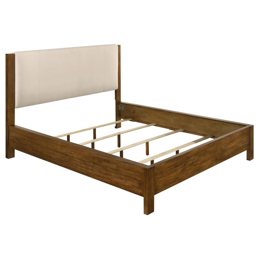 (image for) Adderley California King Wood Panel Bed Cream and Warm Brown