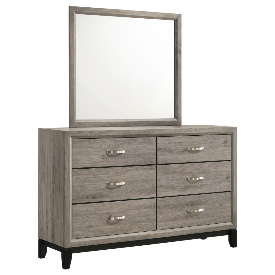 (image for) Valen 6-drawer Bedroom Dresser and Mirror Light Taupe