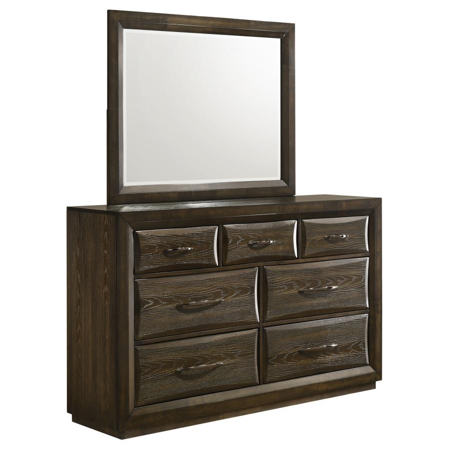 (image for) Atlas 7-drawer Bedroom Dresser and Mirror Set Dark Oak