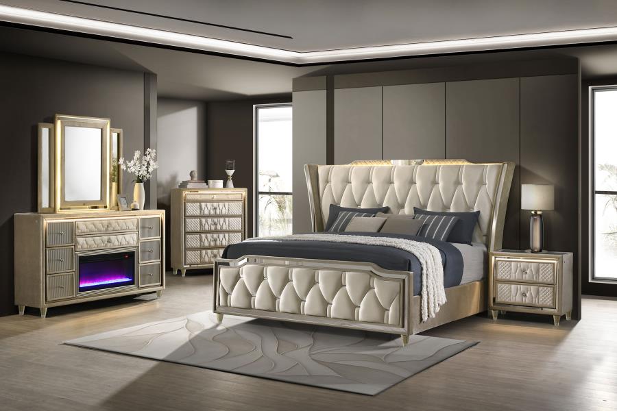 (image for) Lorient 5-piece Eastern King Bedroom Set Ivory and Camel