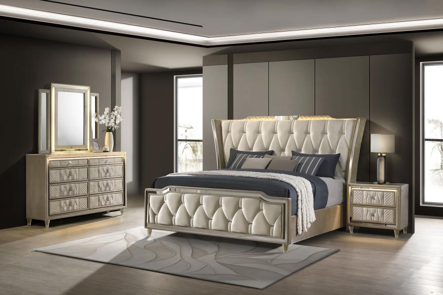 (image for) Lorient 4-piece California King Bedroom Set Ivory and Camel