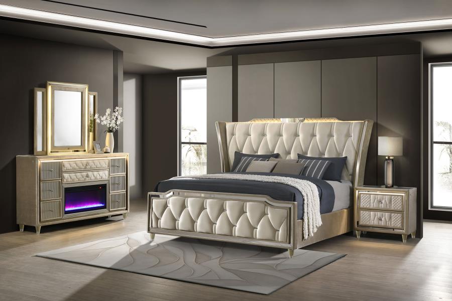 (image for) Lorient 4-piece California King Bedroom Set Ivory and Camel