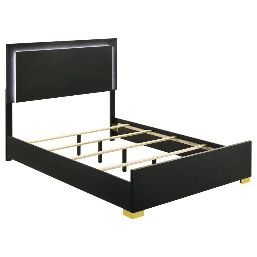 (image for) Marceline Wood Full LED Panel Bed Black