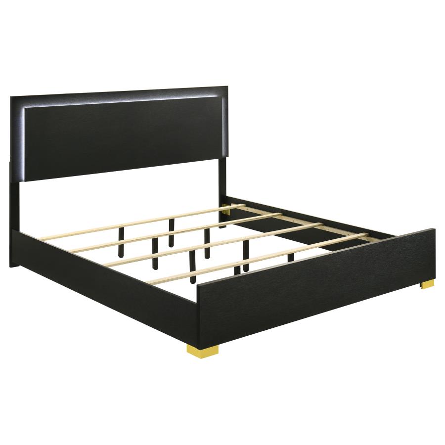 (image for) Marceline Wood Eastern King LED Panel Bed Black