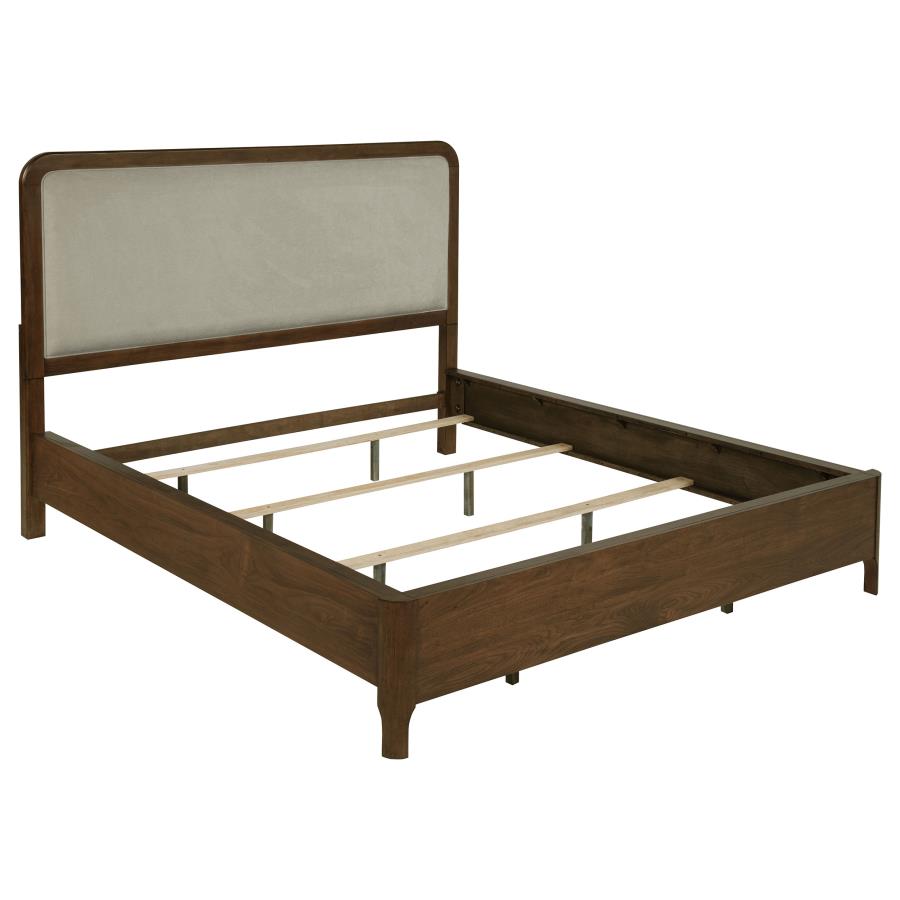 (image for) Maderia 57-inch Upholstered California King Panel Bed Walnut