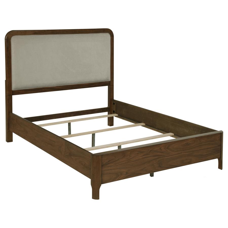 (image for) Maderia 57-inch Upholstered Queen Panel Bed Walnut