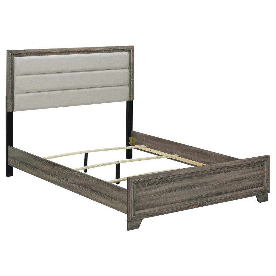 (image for) Wright 52-inch Upholstered Queen Bed Brown Oak