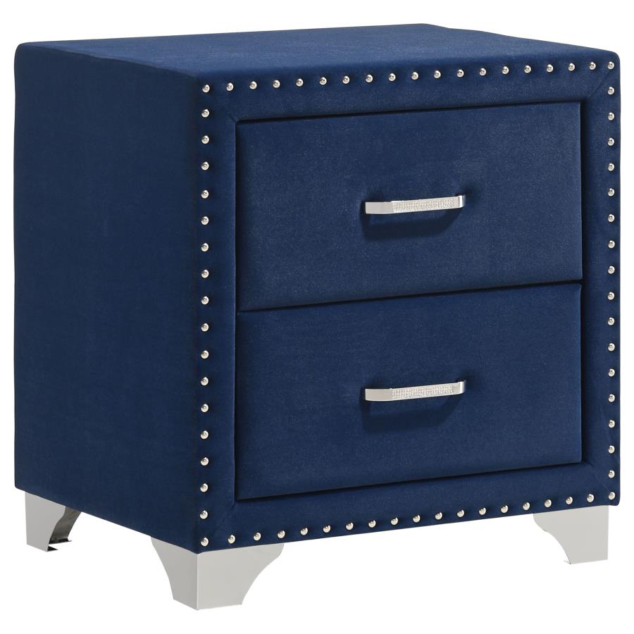 (image for) Melody Upholstered 2-drawer Nightstand Pacific Blue