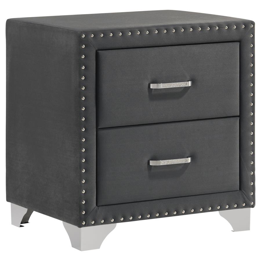 (image for) Melody Upholstered 2-drawer Nightstand Grey