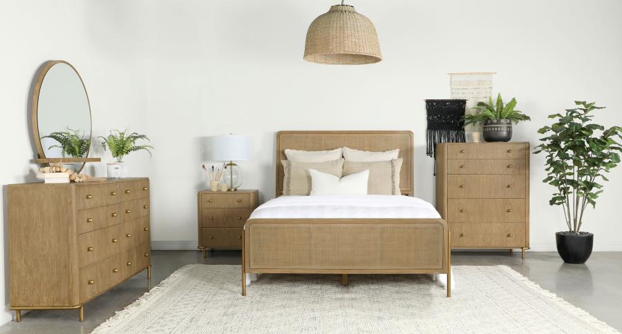 (image for) Arini 5-piece Queen Bedroom Set Sand Wash and Natural Cane