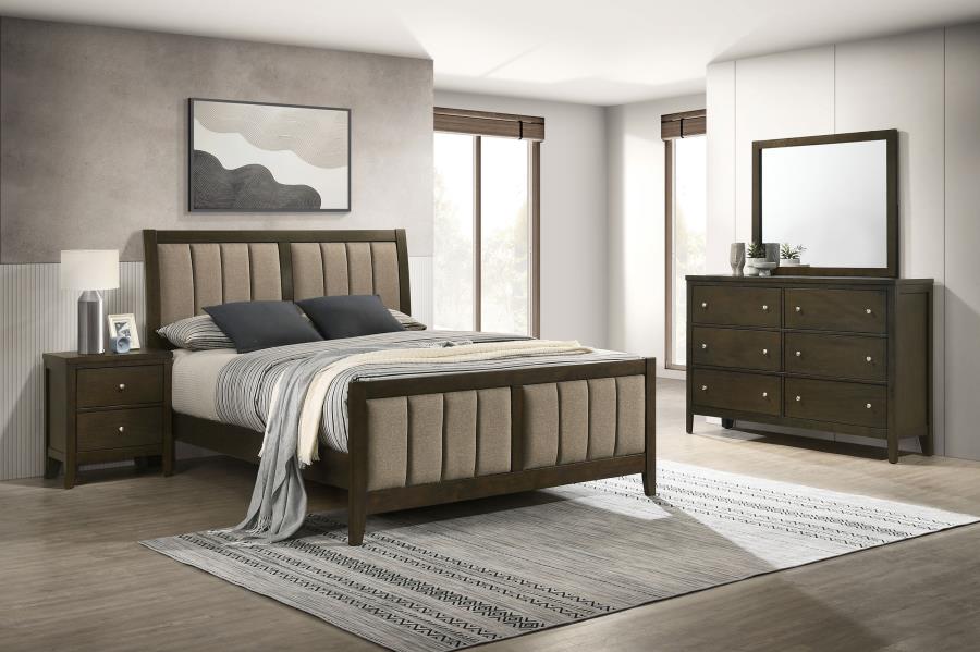 (image for) Wilkes 4-Piece California King Bedroom Set with Upholstered Bed Dark Cocoa