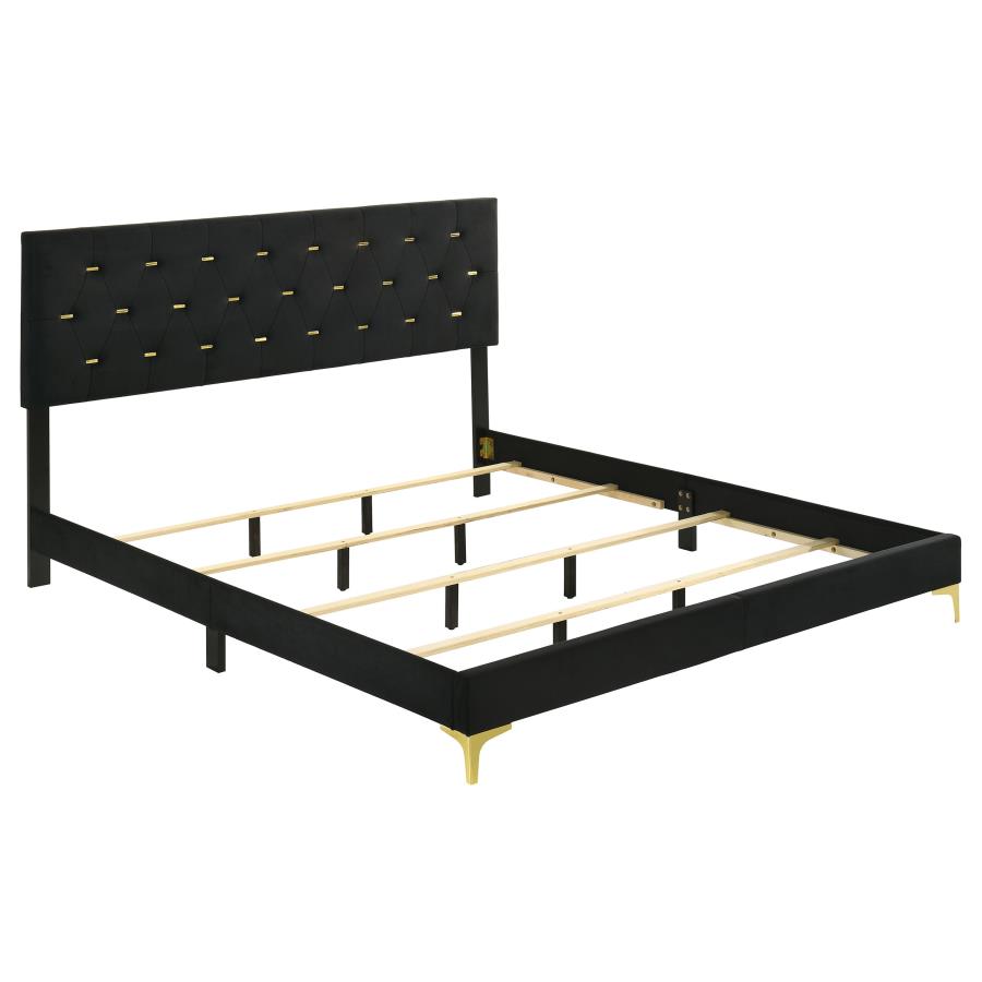 (image for) Kendall Upholstered California King Panel Bed Black