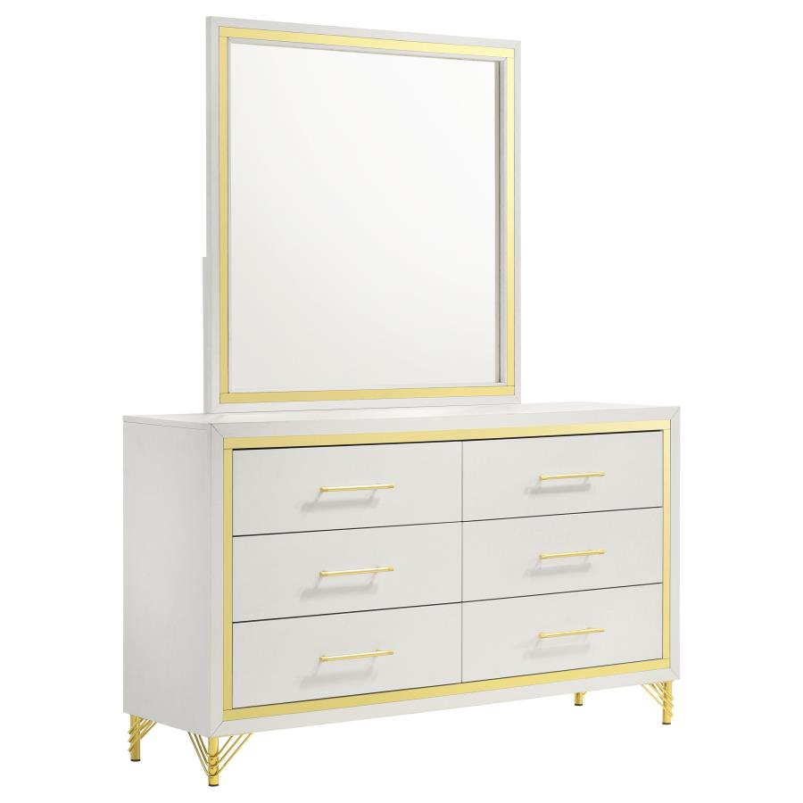(image for) Lucia 6-drawer Dresser with Mirror White