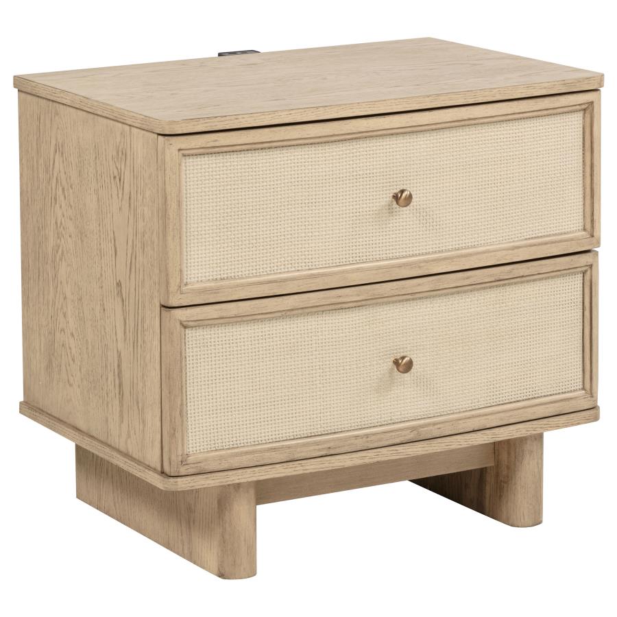 (image for) Kailani 2-drawer Nightstand Bedside Table Beige Oak