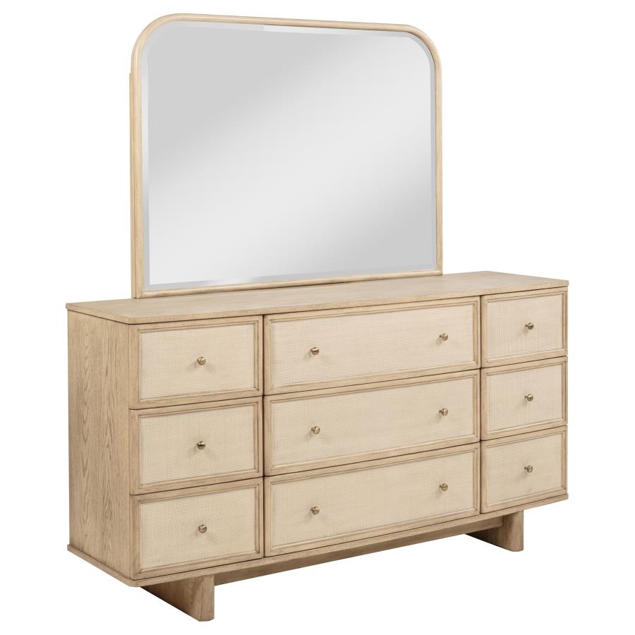(image for) Kailani 9-drawer Dresser and Mirror Beige Oak