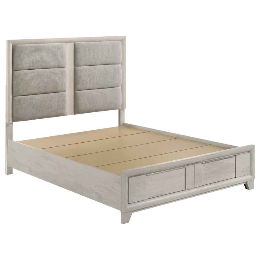 (image for) Farre Queen Upholstered Storage Platform Bed Washed Grey