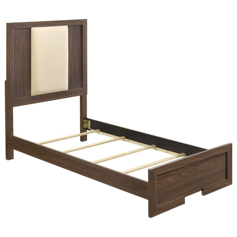 (image for) Etienne Twin Velvet Upholstered Panel Bed Walnut