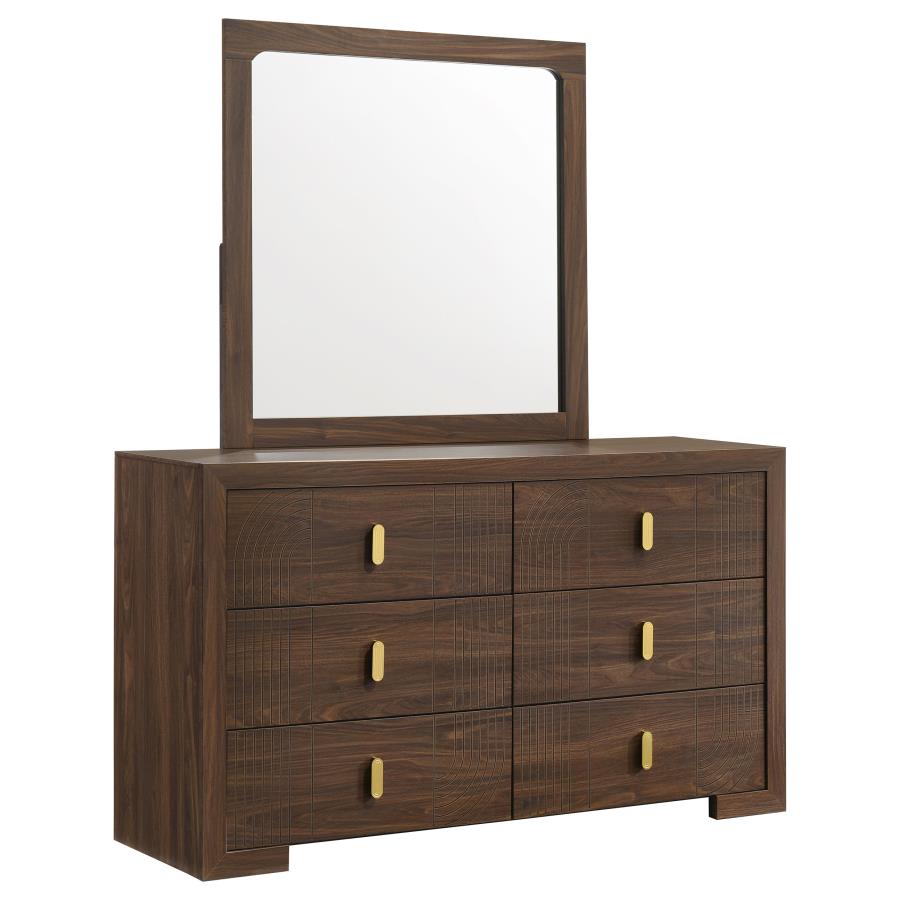 (image for) Etienne 6-drawer Dresser with Mirror Walnut