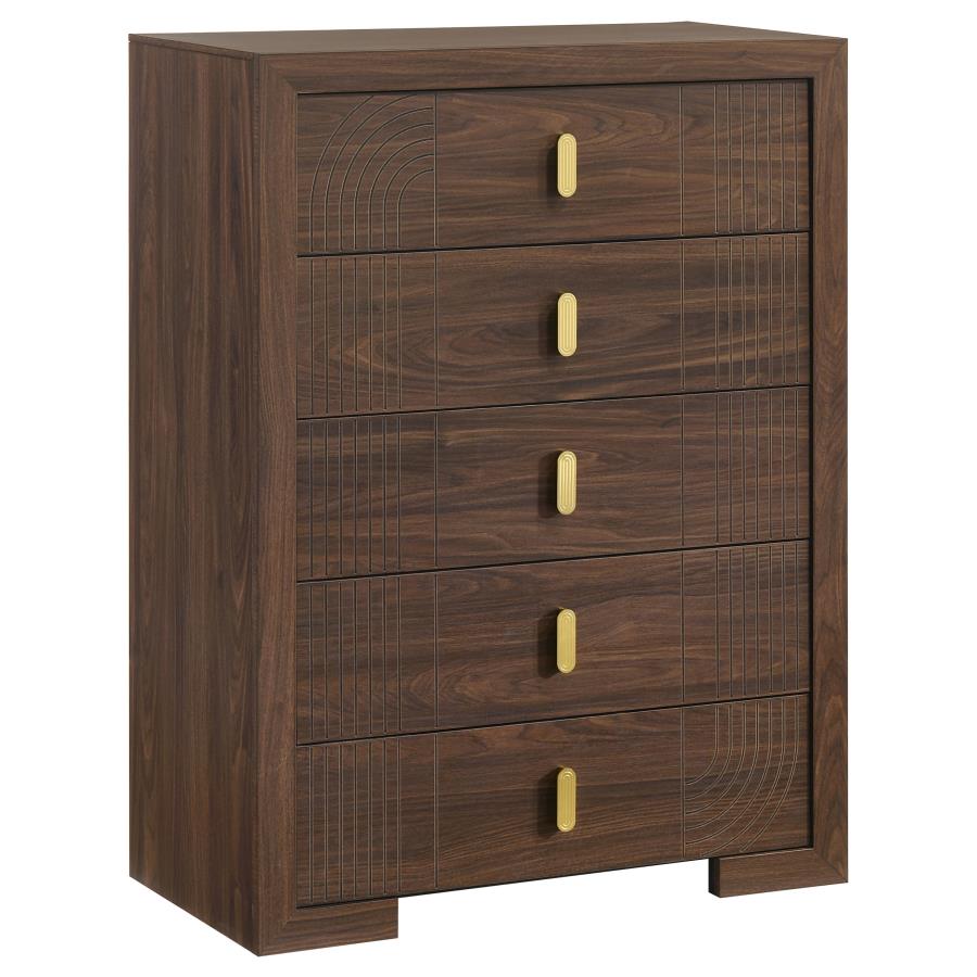 (image for) Etienne 5-drawer Bedroom Chest of Drawers Walnut