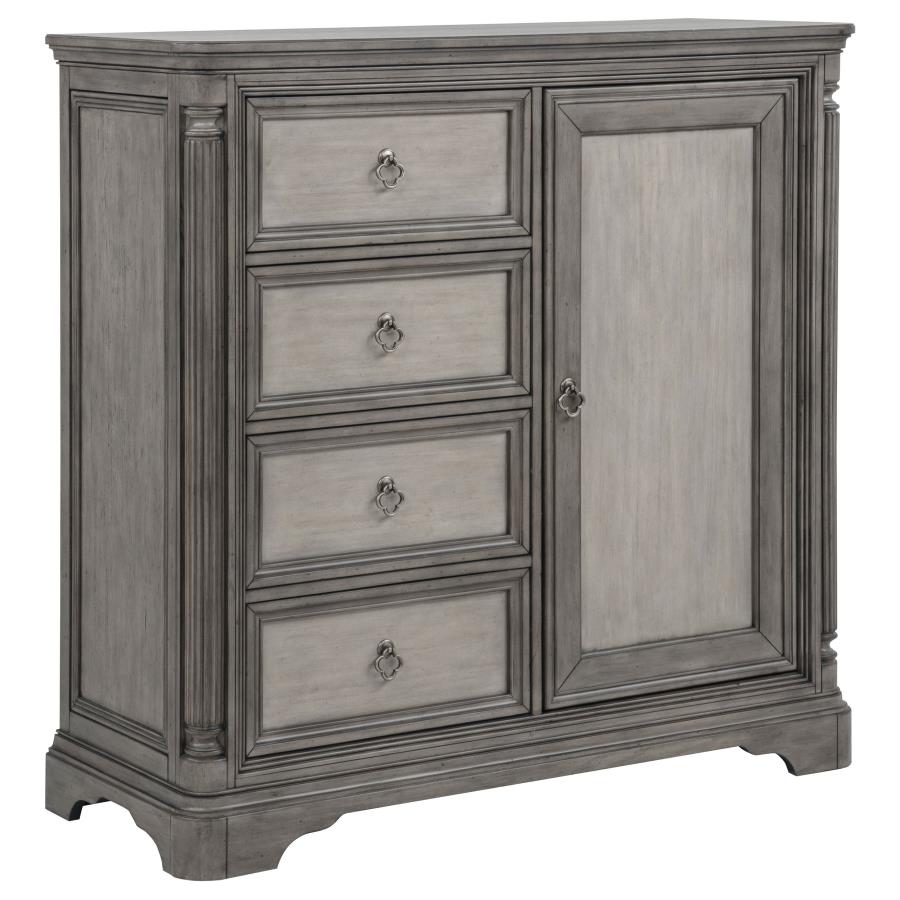 (image for) Cresswell 4-drawer Door Chest with Hidden Storage Weathered Taupe