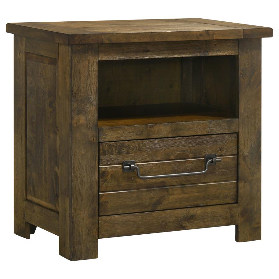 (image for) Doherty 1-drawer Nightstand Bedside Table Rustic Brown
