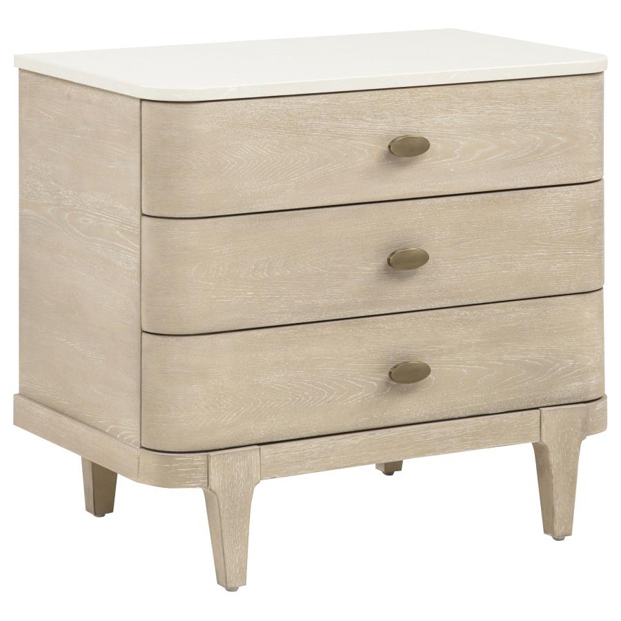 (image for) Lucaire 3-drawer Nightstand Bedside Table Sandstone
