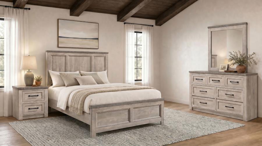 (image for) Nevado 4-Piece Eastern King Panel Bedroom Set Grey and Weathered Taupe