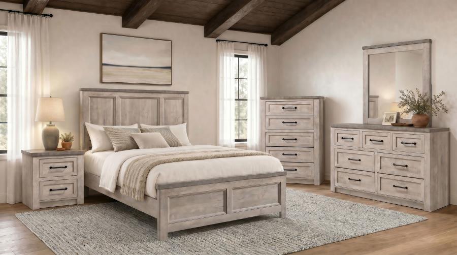 (image for) Nevado 5-Piece Eastern King Panel Bedroom Set Grey and Weathered Taupe