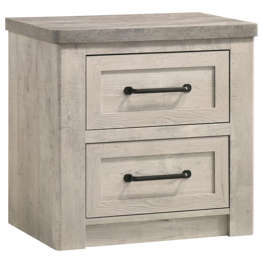 (image for) Nevado Farmhouse 2-Drawer Nightstand Grey and Weathered Taupe