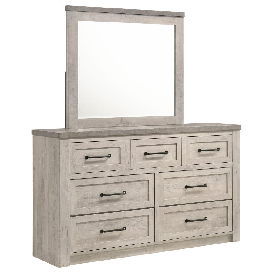 (image for) Nevado Farmhouse 7-Drawer Dresser and Beveled Mirror Set