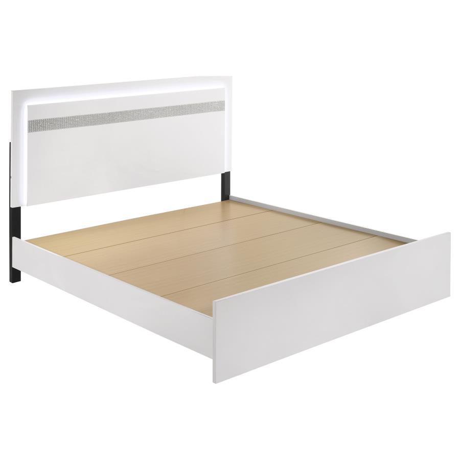 (image for) Viana Touch-Control LED Eastern King Platform Bed White High Gloss