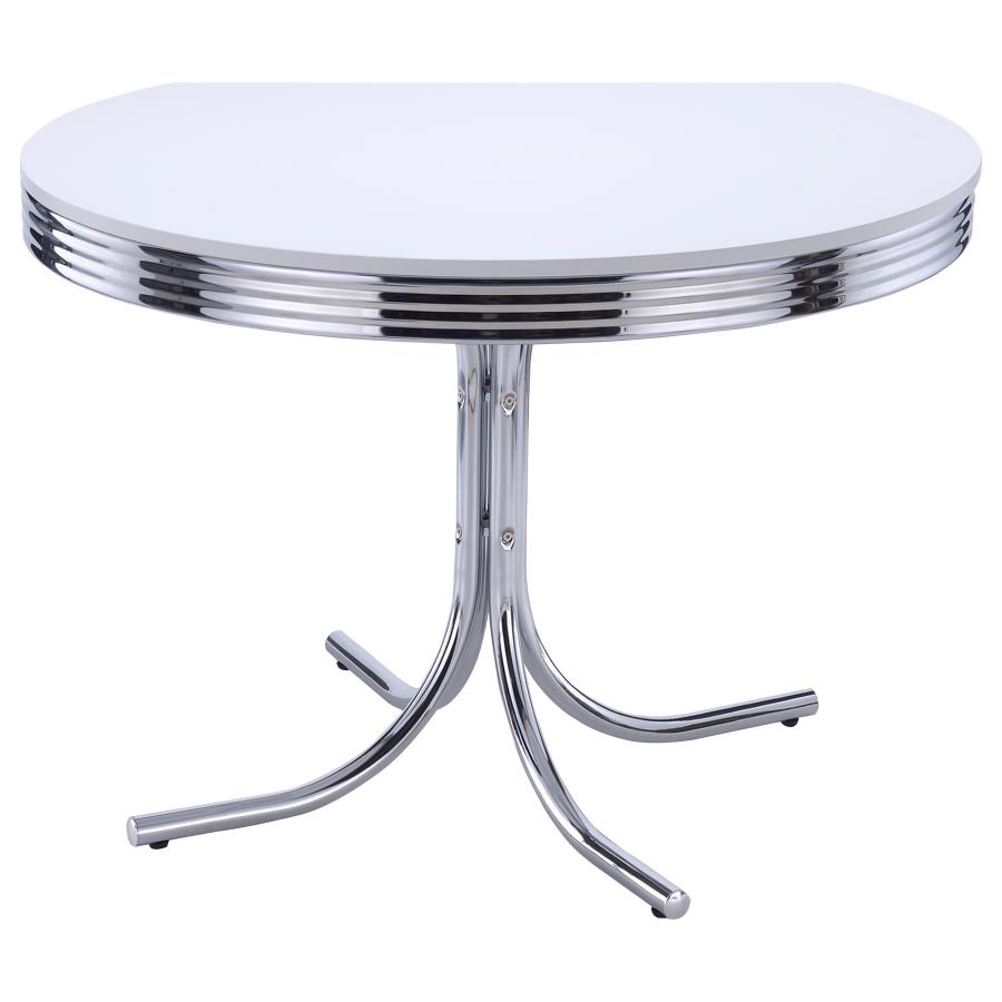 (image for) Retro Round 42-inch Wood Top Dining Table White and Chrome