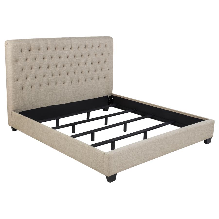 (image for) Chloe Upholstered Eastern King Panel Bed Oatmeal