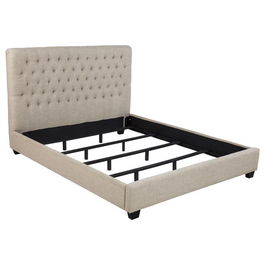 (image for) Chloe Upholstered California King Panel Bed Oatmeal