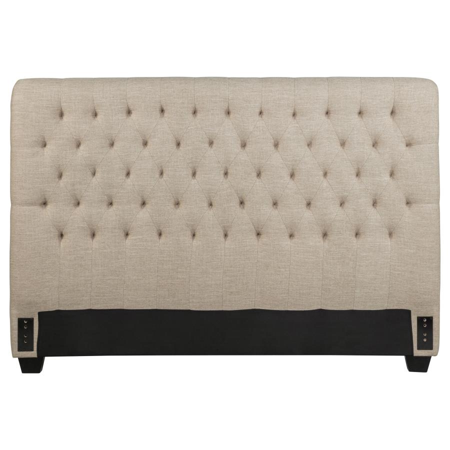 (image for) Chloe Upholstered Queen Panel Headboard Oatmeal
