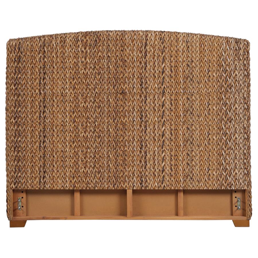 (image for) Laughton Woven Banana Leaf Queen Panel Headboard Amber