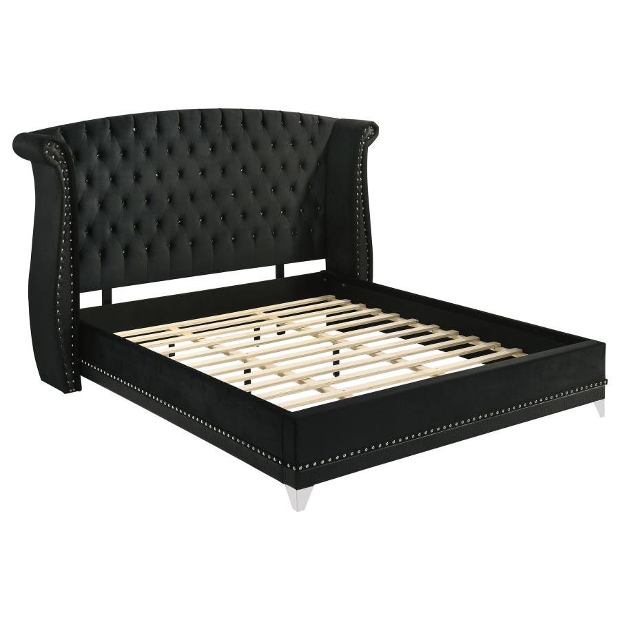 (image for) Barzini Upholstered California King Wingback Bed Black