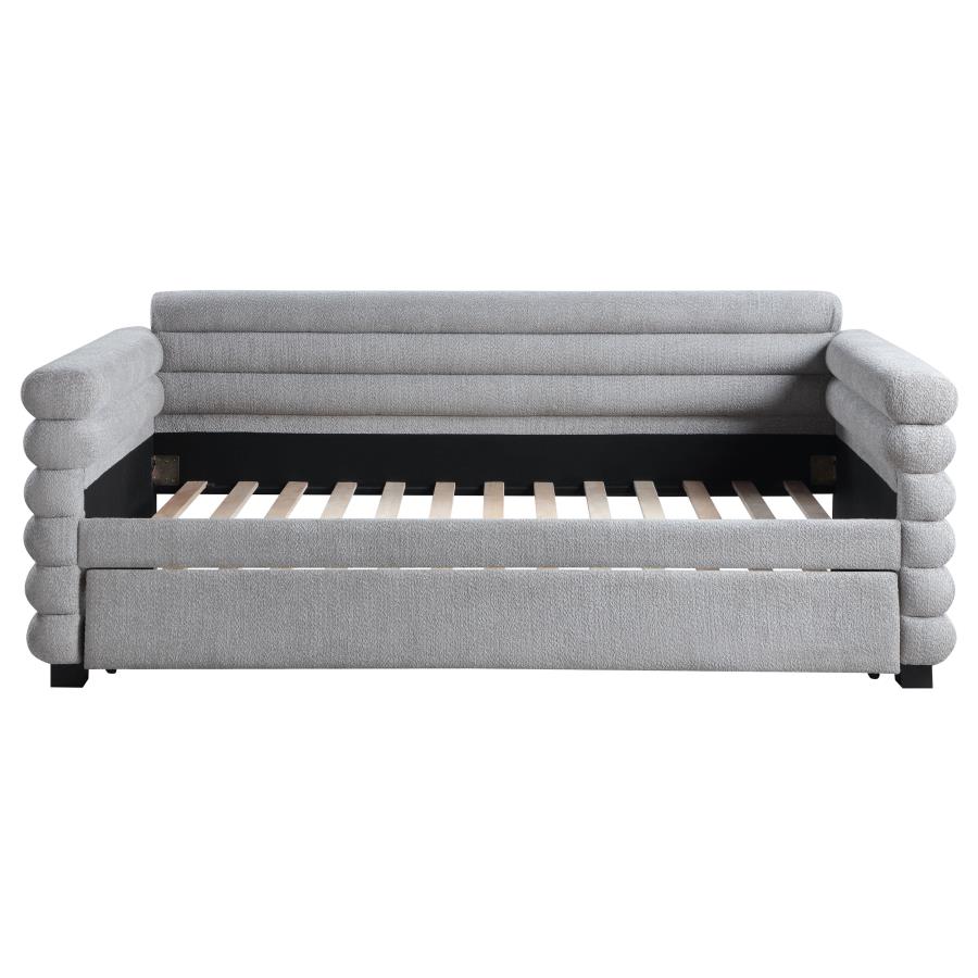(image for) Patricia Boucle Upholstered Twin Day Bed with Trundle Grey