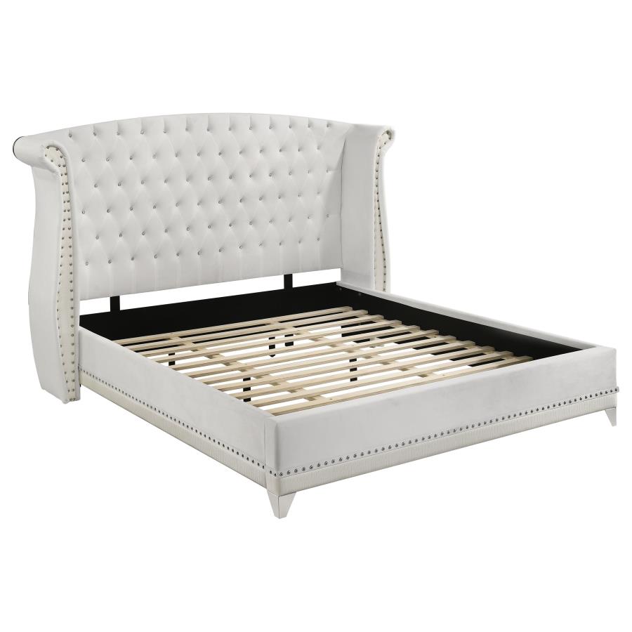 (image for) Barzini Upholstered Eastern King Wingback Bed White