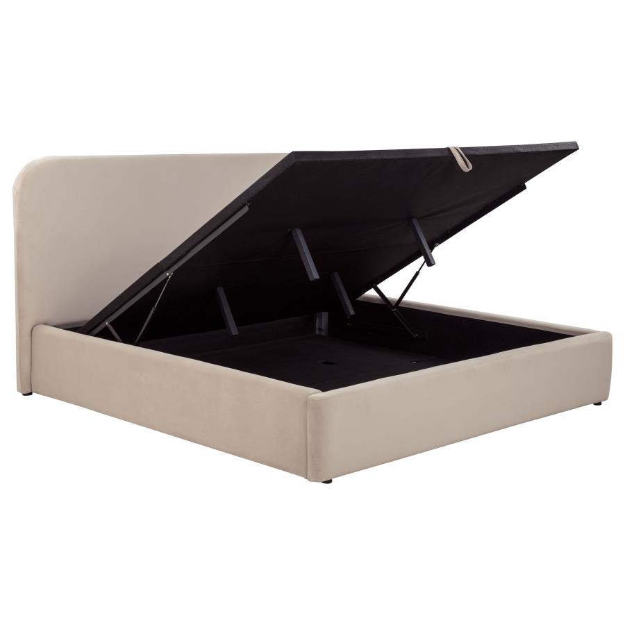 (image for) Anders Upholstered Eastern King Storage Lift Platform Bed Beige