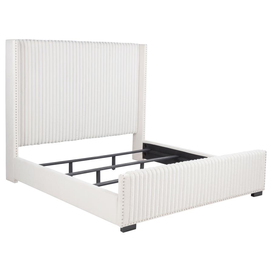 (image for) Natasha 65-inch Upholstered Eastern King Wingback Bed Cream