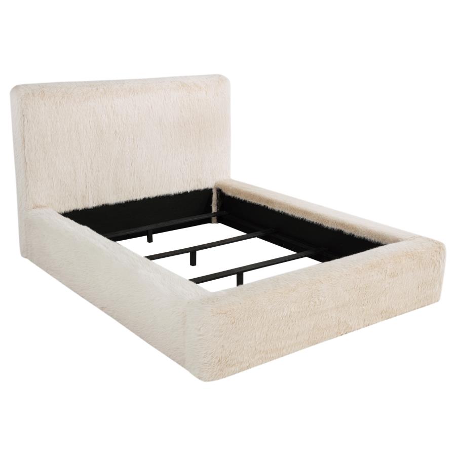 (image for) Rebecca Faux Fur Upholstered Eastern King Bed Cream