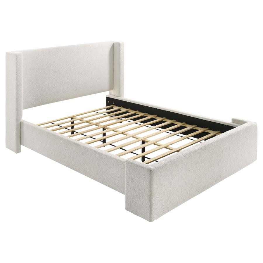 (image for) Alamosa Boucle Upholstered Queen Wingback Bed White